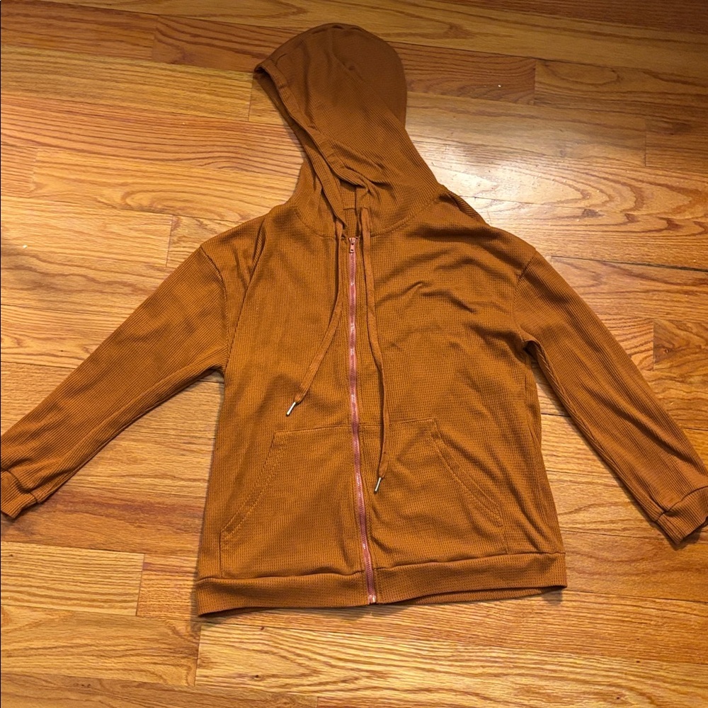 Rust Orange Zip-Up Hoodie